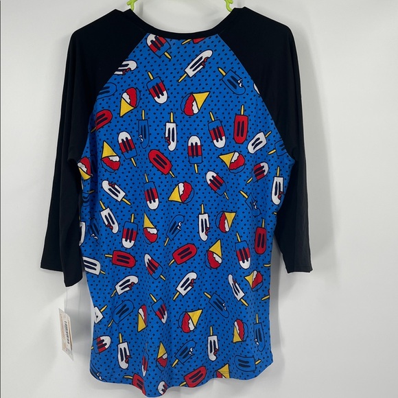 Lularoe Black and Blue Ice Cream Print Randy Shirt Size Large - Picture 6 of 8